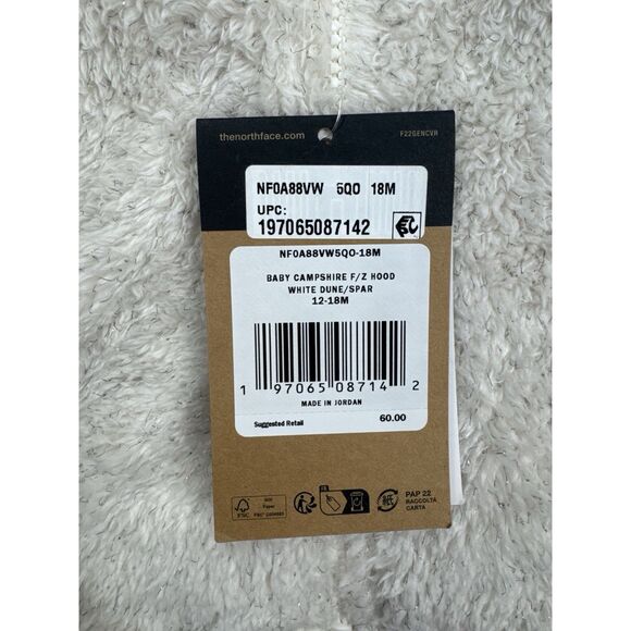 The North Face Baby Campshire Bear Hoodie Jacket White Sparkle 12-18 Months NWT - Picture 4 of 5